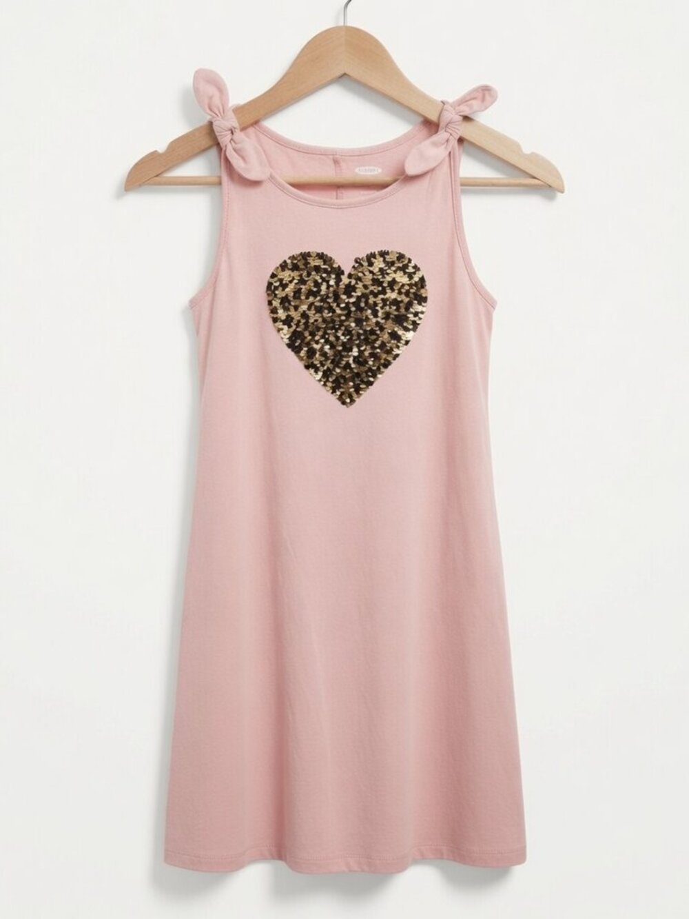 EUC Old Navy Girls Pink Sequin Heart Tank Dress | Size 6/7